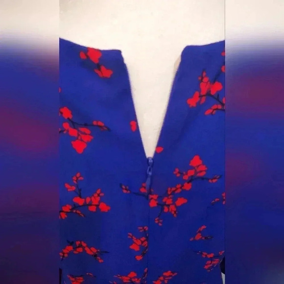 Ann Taylor Factory dress Royal Blue and Red size Petite 4 with 3/4 sleeves - Picture 5 of 7